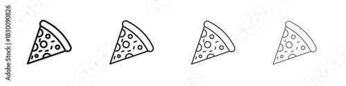 Pizza icons. Editable stroke. Pixel perfect thin line icons.