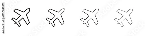 Plane icons. Editable stroke. Pixel perfect thin line icons.