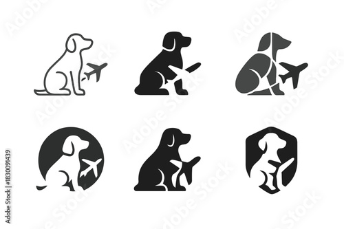 Pet-Friendly Travel Logos. Pet-friendly travel destinations. Set Logo of Pet-friendly travel destinations: Dog. harmonious logo variations of the