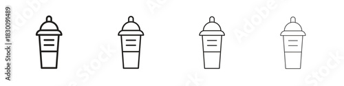 Protein shake icons. Editable stroke. Pixel perfect thin line icons.