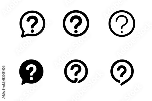 Diverse Trivia Logos. Trivia game. Set Logo of Trivia game: question mark in speech bubble. harmonious logo variations of the same emblematic concept, each