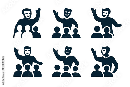 Immersive Theater Logos. An immersive theater experience where the audience is part of the performance. Set Logo of An immersive theater experience where the