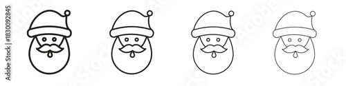Santa Claus icons. Editable stroke. Pixel perfect thin line icons.