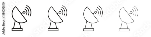 Satellite dish icons. Editable stroke. Pixel perfect thin line icons.