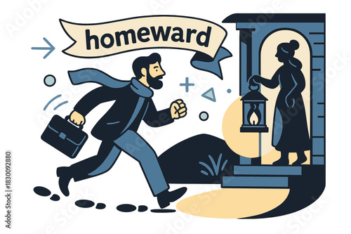 Hearth Lantern Welcome. Keeper of the Hearth ? Lantern on the Porch. A small lantern casts a welcoming circle; footprints approach through the dusk. Banner