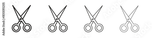 Scissors icons. Editable stroke. Pixel perfect thin line icons.
