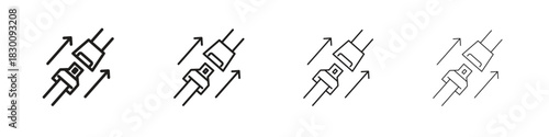 Seatbelt icons. Editable stroke. Pixel perfect thin line icons.