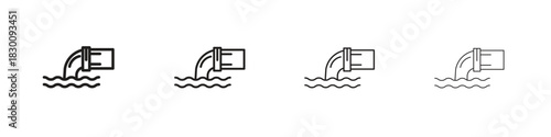 Sewage icons. Editable stroke. Pixel perfect thin line icons.