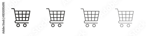 Shopping cart icons. Editable stroke. Pixel perfect thin line icons.