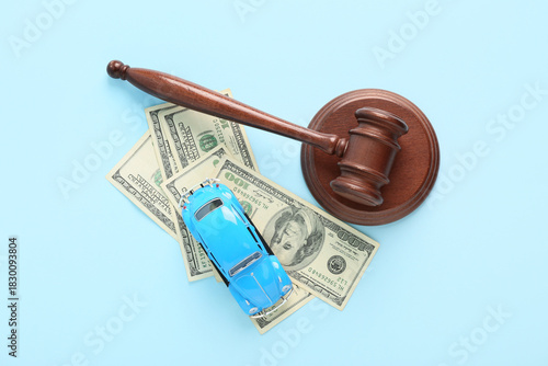 Judge's gavel with toy car ...