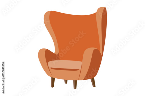 Cozy orange wingback armchair with tapered legs