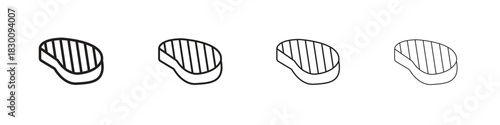 Steak icons. Editable stroke. Pixel perfect thin line icons.
