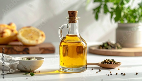 Glass Container of Serkeh Vinegar on Haft-Seen Table Symbolizing Age