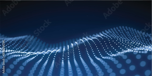 Futuristic digital wave pattern on an abstract blue background, illustrating data communication and internet technology