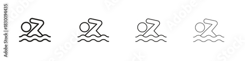 Swimming icons. Editable stroke. Pixel perfect thin line icons.