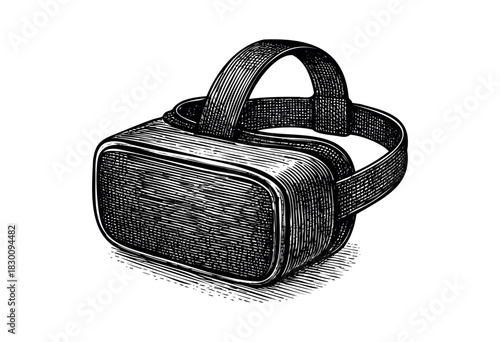 Vintage engraved illustration of virtual reality headset — stock vector.