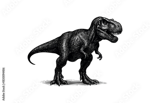 Vintage engraved illustration of a Tyrannosaurus Rex dinosaur — stock vector.