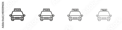 Taxi icons. Editable stroke. Pixel perfect thin line icons.