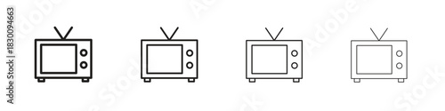 Television icons. Editable stroke. Pixel perfect thin line icons.