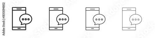 Text message icons. Editable stroke. Pixel perfect thin line icons.