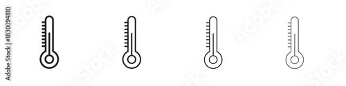 Thermometer icons. Editable stroke. Pixel perfect thin line icons.