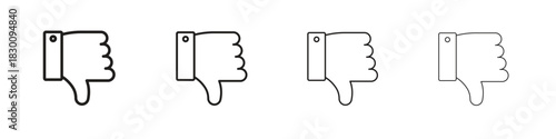 Thumbs down icons. Editable stroke. Pixel perfect thin line icons.