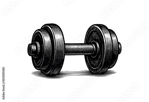 Vintage engraved illustration of a single dumbbell — stock vector.