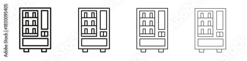 Vending machine icons. Editable stroke. Pixel perfect thin line icons.