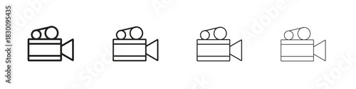 Video camera icons. Editable stroke. Pixel perfect thin line icons.