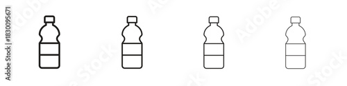 Water bottle icons. Editable stroke. Pixel perfect thin line icons.