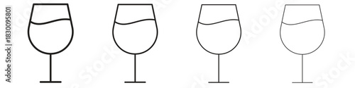 Wine glass icons. Editable stroke. Pixel perfect thin line icons.
