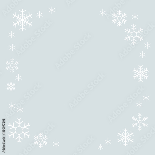 冬の日、雪の結晶の背景あしらい_スクエア｜Winter Snowflake Background Decoration –square