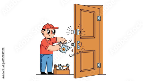 Oiling a Door Lock Maintenance and Smooth Operation Illustration