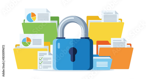 Cybersecurity Illustration Featuring Protected Information