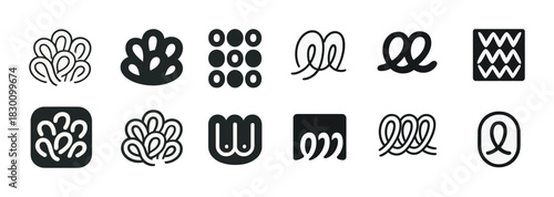 Collection of abstract black and white geometric logos