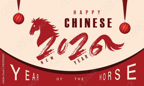 Happy Chinses New Year 2026, year of the horse, 2026 new year vector design template