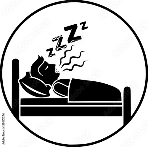 Person Snoring Loudly While Sleeping In Bed Icon For Web And Graphic Design
