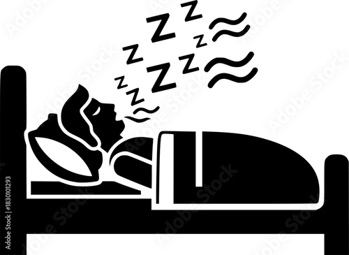 Person Snoring Loudly While Sleeping In Bed Icon For Web And Graphic Design
