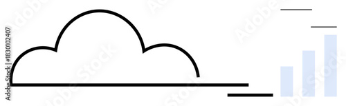 Cloud computing concept. Cloud icon signifies modern technology as data analytics chart s progress and performance. Cloud computing enhances analytics, efficiency and scalability. Ideal for IT, data