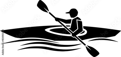 Serene Kayaking Adventure Paddle Boat Icon Graphic
