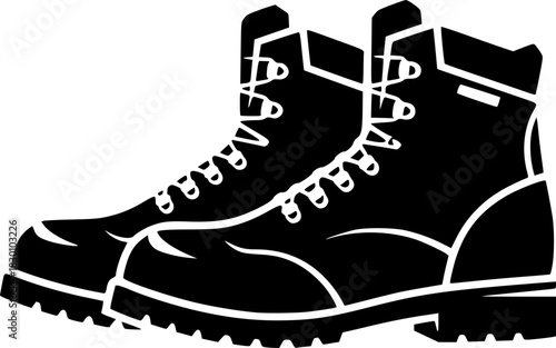 Durable Hiking Boots Silhouette Illustration of Sturdy Outdoor Footwear
