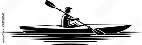 Serene Kayaking Adventure Paddle Boat Icon Graphic
