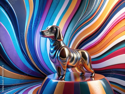 dog on a striped background
