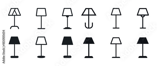 Collection of minimalist lamp silhouettes in various designs