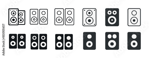 Diverse speaker icons set in black and white
