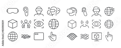 Virtual reality technology symbols and icons