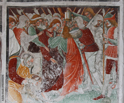 il bacio di Giuda; affresco nell'Oratorio dei Disciplini a Clusone (Val Seriana, Bergamo)