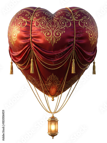 Heart-Shaped Red Silk Hot Air Balloon