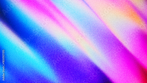 Futuristic iridescent grainy neon gradient with diagonal light beams in vivid cool and warm hues created from thousands of individual dots. Dynamic neon grainy surface for digital art visuals. Vector