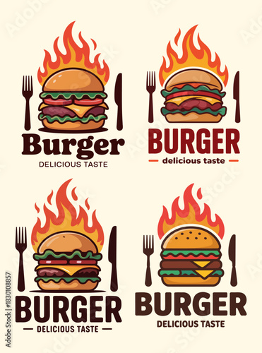 Hot Burger Branding with Flame Accents and Delicious Taste for Gourmet Lovers